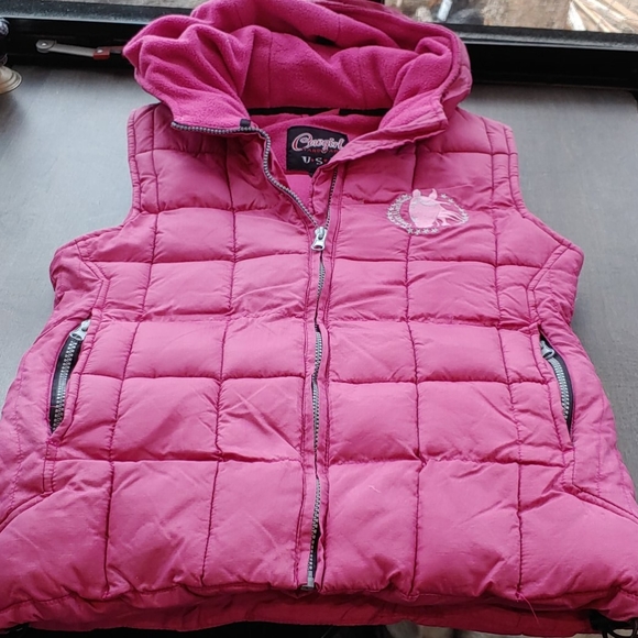 pink hooded vest